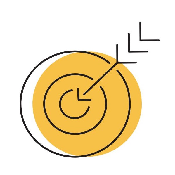Illustration of an arrow striking the center of a target, representing precise decision-making and clear goal alignment.