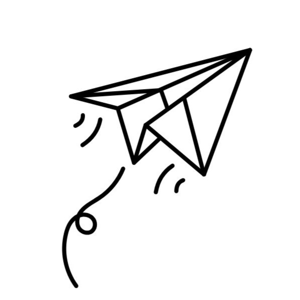 Illustration of a paper airplane in motion, representing communication, execution, and sending ideas into action.