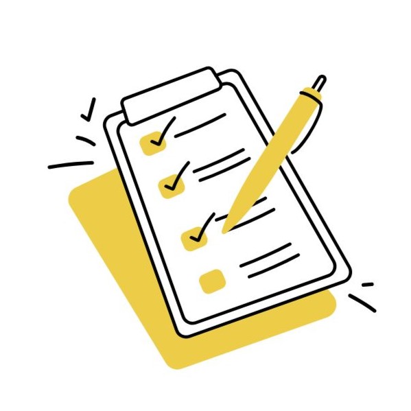 Illustration of a checklist with completed items and a pen, representing task completion, execution tracking, and operational discipline.