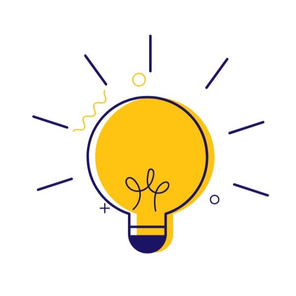Illustration of a glowing lightbulb, representing ideas, insight, and innovation.