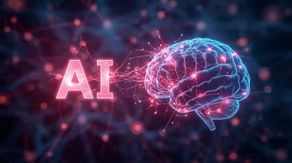Concept image of AI establishing contact with the human brain. This visually explains "When AI is the Right Answer" Concept image of AI establishing contact with the human brain. This visually explains "When AI is the Right Answer"