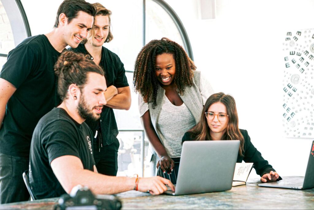 picture of a team working in an enterprise setting. picture of a team working in an enterprise setting.