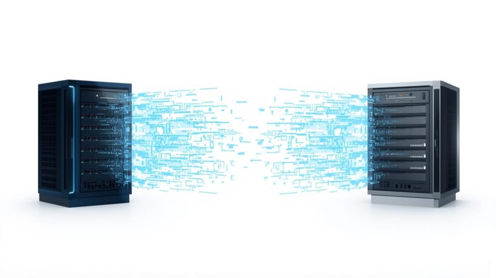 image of two servers that have a communication gap between them.