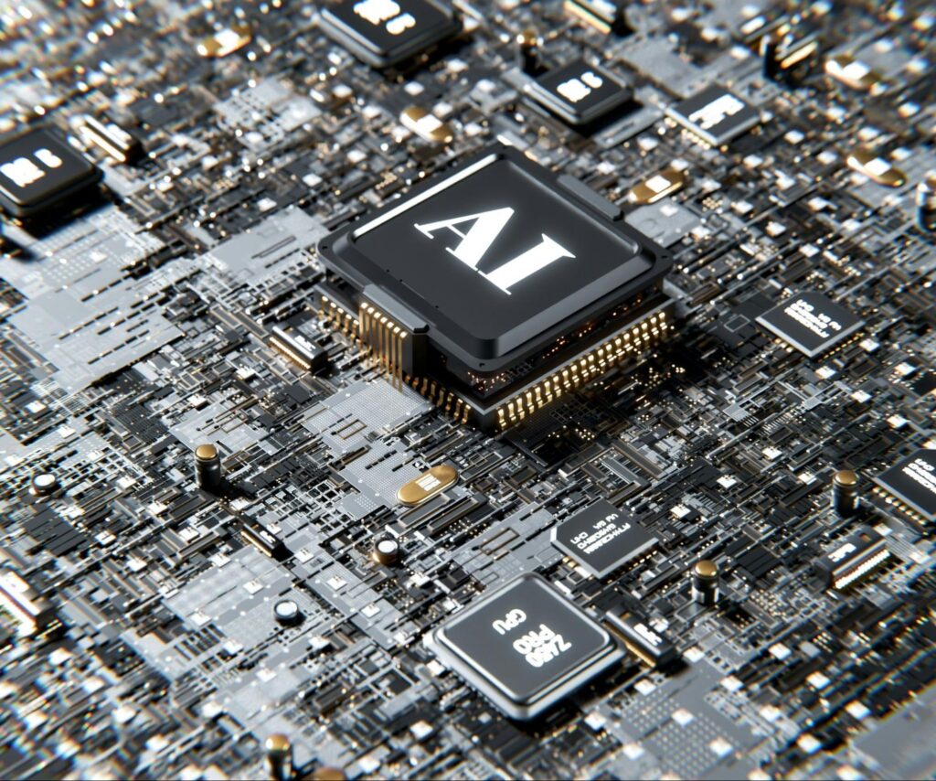 An image showing an AI encrypted on a mother board.